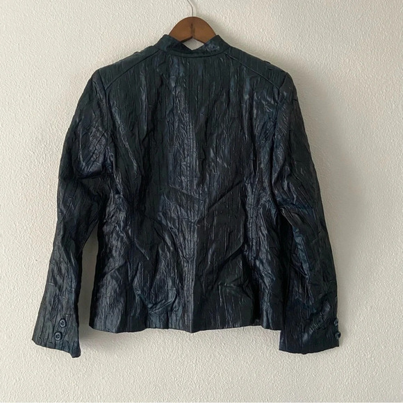 Erin London Vintage Grunge Gothic Crinkle Faux Leather Blazer Jacket Medium - Picture 13 of 14